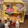 Sylvanian cottage and rainbow nursery bus with extras Image 2