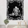Skull Tapestry, The Kissing Lovers Black and White Tapestries, Moon and Starry Stars Floral Tapestry (MULTIPLE SIZES) Image 2