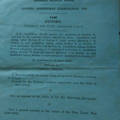 Rare Leaving Certificate Exam Papers (1930s and 1940)