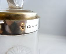 Antique Victorian Sterling Silver Mounted Glass Dressing Table Jar, Haseler Bros, Birmingham 1891