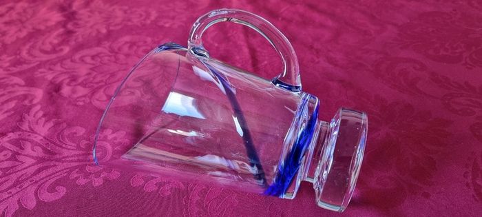 Antique Kilkenny Cobalt Blue Swirl Glass Large Footed Water Jug /Pitcher