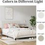 4ft6 Double Bed Frame, Upholstered Platform Bed with Adjustable Velvet Headboard, Sturdy Wooden Slats, Silent Design, No Spring Mattress Required, Easy Assembly, Beige Image 7