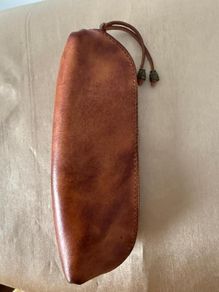 Tan leather Case for pen pencils glasses