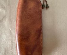 Tan leather Case for pen pencils glasses