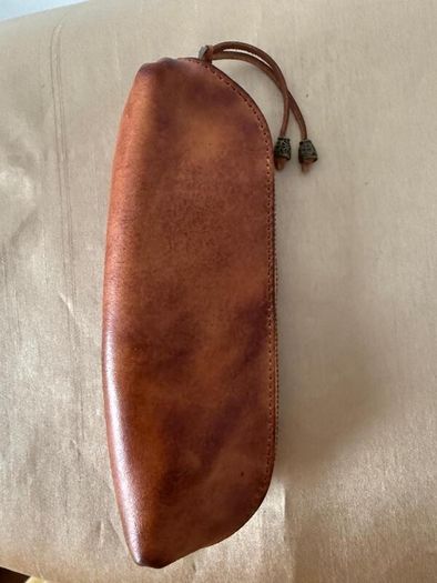 Tan leather Case for pen pencils glasses