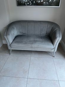 Grey velvet couch