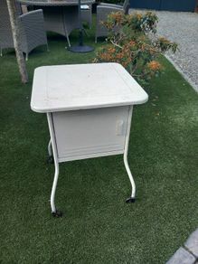 Metal side cabinet, painted white, D18