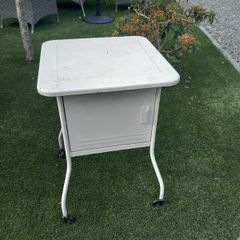 Metal side cabinet, painted white, D18