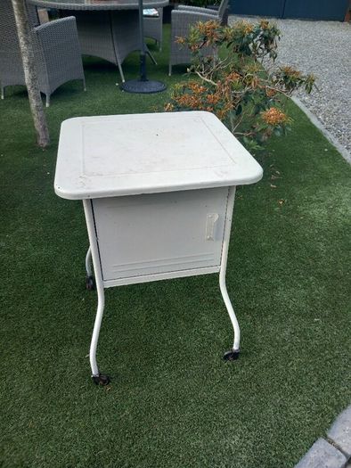 Metal side cabinet, painted white, D18