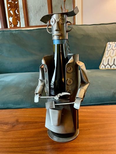 Barbeque Chef Quirky Metal Wine Bottle Holder