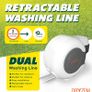 30m (98 ft) Retractable Washing Line Outdoor | Double Washing Line (2x15m) | Perfect Model for Indoor & Outside Use | Twin Retractable Washing Line with Strong UV Adjustable Housing | Fittings Included Image 2