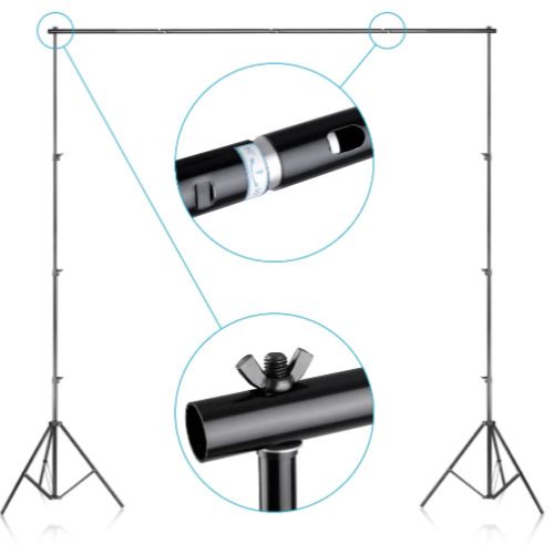 44335 2 x 3m Stand + 1.8x2.8m Muslin Black, White, Green Background