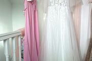 White 3D Floral Embroidered Tulle Flutter-Sleeve Bridal Gown