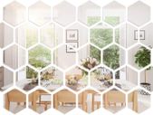 32 Pieces Removable Acrylic Mirror Setting Wall Sticker Decal for Home Living Room Bedroom Decor (Hexagon, 32 Pieces)