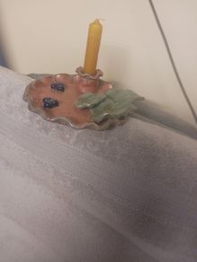Elder Bush Pottery Candle Holder