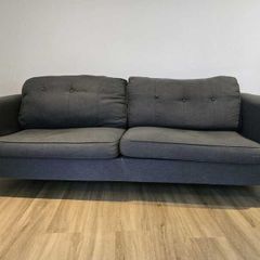 Dark Grey 3 Seater Modern Fabric Sofa