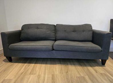 Dark Grey 3 Seater Modern Fabric Sofa