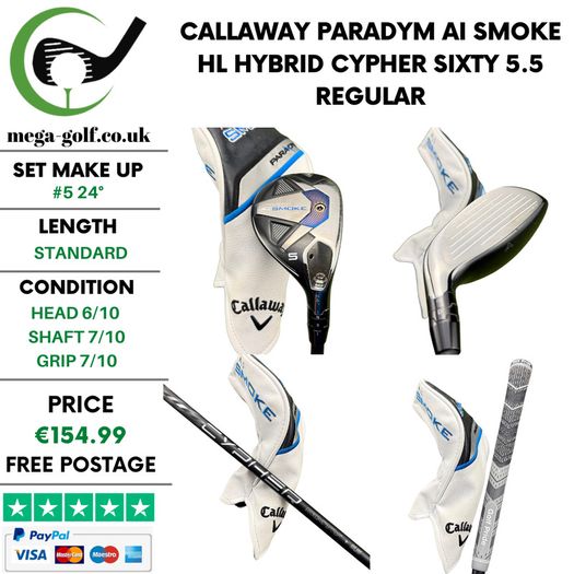 Callaway Paradym Ai Smoke HL Hybrid / #5 24 Degree / Cypher Sixty 5.5 Regular