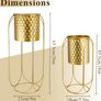 Set of 2 Indoor Outdoor Decorative Planters with Stand for Plants 65.5 & 45.5cm Tall Morden Flower Pot Stand for Dining Room Kitchen Office Garden Patio Wedding (Golden Honeycomb Stamping) Image 3
