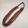 Vintage MultiStrand Yellow Brown Melon Shape Glass Beads Necklace 18 inches Long 9-10mm beads Image 3