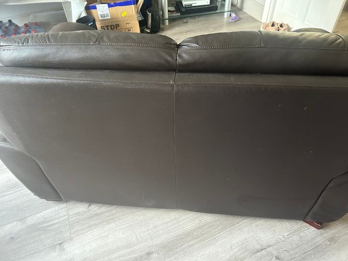 Chocolate brown leather 3+2 seater sofa set