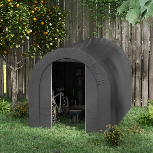 Garden Storage Tent Outdoor Storage Shelter Bike Garage with PE Cover & Metal Frame 2.4 x 1.8 x 1.9 m Dark Gray