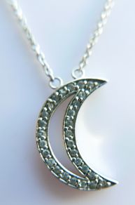 Tiffany & Co. Crescent Moon Necklace 17" 18k White Gold 750 Spain - 2,8g