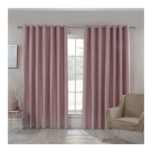 Blackout & Thermal Textured Curtains - Rose