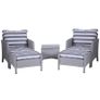 5 Pcs PE Rattan Garden Furniture Set, 2 Armchairs 2 Stools Glass Top Table Cushions Wicker Weave Chairs Outdoor Seating Image 10