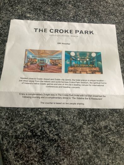 Croke Park Hotel Voucher B&B + One Evening Meal