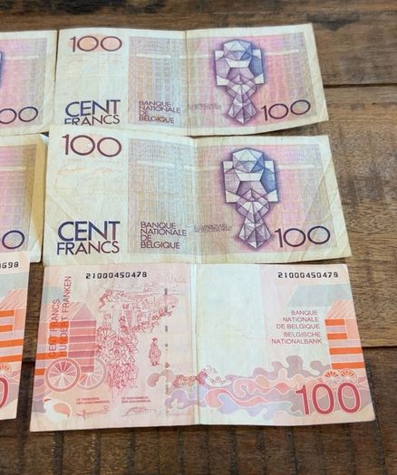 Vintage Belgian 100 Franc Banknotes - Collection of 6