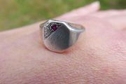 Vintage Sterling Silver Ruby Signet Ring 7,2g