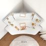 Dressing table, corner dressing table, dressing table, cosmetic table, 3-part folding mirror, 2 drawers, 3 open compartments, 110 x 54 x 140 cm, modern, white Image 5