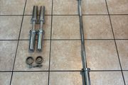 Olympic Ez Curl Bar, Olympic Dumbbells + Collars!