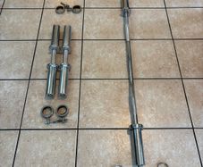 Olympic Ez Curl Bar, Olympic Dumbbells + Collars!