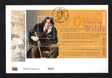 2000 Ireland Oscar Wilde Commemorative Stamp Miniature Sheet An Post First Day Cover (FDC)