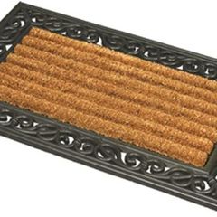 Heavy Duty Rubber Coir Door Mat, Fabric, Brown, 45 x 75 cm