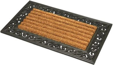 Heavy Duty Rubber Coir Door Mat, Fabric, Brown, 45 x 75 cm
