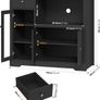 Kitchen Cabinet with Worktop, Sideboard Kitchen with Microwave Shelf, Buffet Cabinet with 1 Drawer, 3 Doors, Adjustable Shelves, for Kitchen, Dining Room, Living Room, Black Image 2