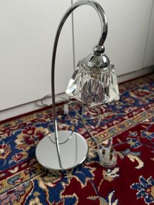 Chrome table lamp with crystal-style shade