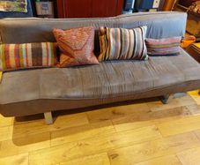Sofa-bed, light brown, suede feel