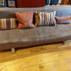 Sofa-bed, light brown, suede feel