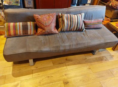 Sofa-bed, light brown, suede feel