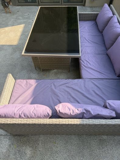 L Shape Table & Chairs Garden Furniture