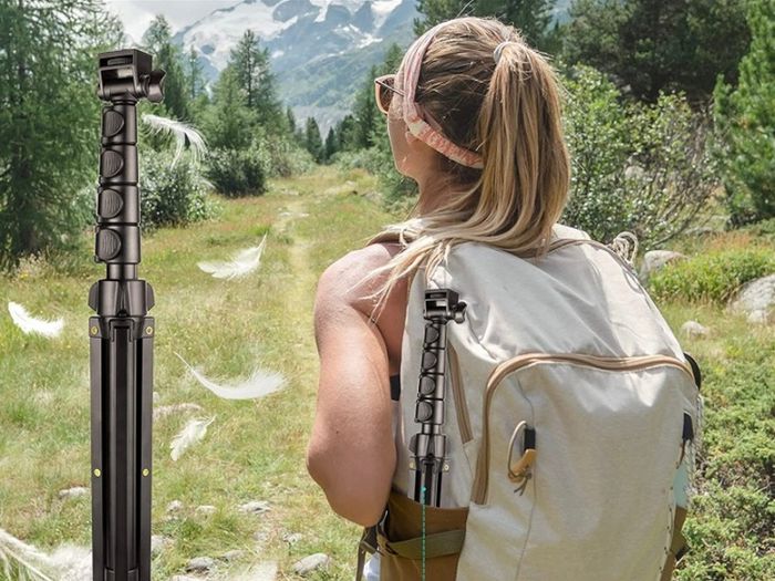 1.7 Meter/67 inch Phone Tripod Stand & Bluetooth Selfie Stick Tripod, Cellphone Tripod with Bluetooth Remote, Compatible with iPhone 14/13/12/12 pro/11/11pro/8/7 (FREE POSTAGE)