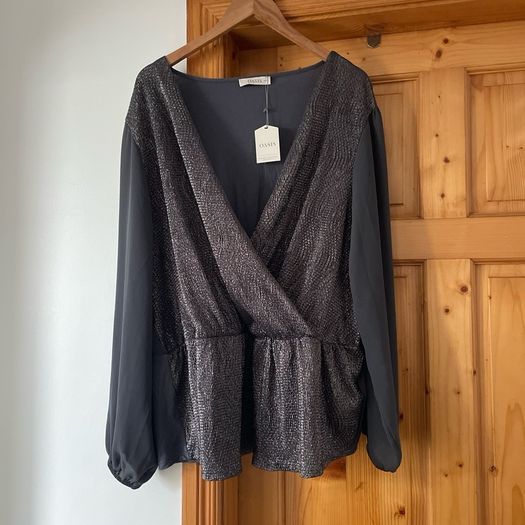 Oasis grey occasion top long sleeve plus size