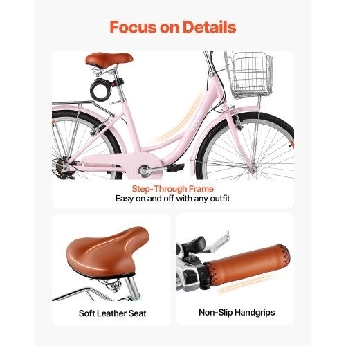 Adult City Bicycle with Carbon Steel Frame, 150kg Capaci