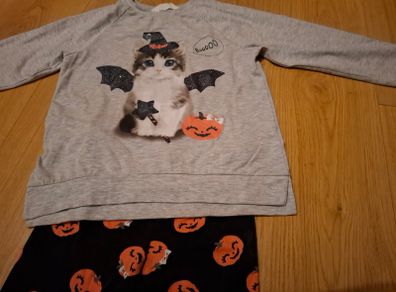 Girls halloween top and leggings set 6-8 yrs