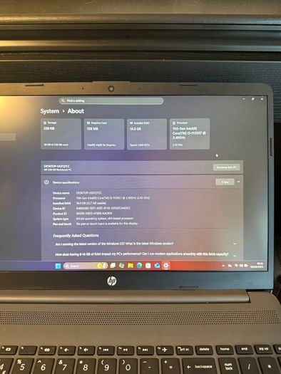 Hp 250 G8 Notebook Laptop I5/16gb/256ssd/fhd