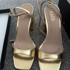 Sandals - Gold Block Heeled UK 3